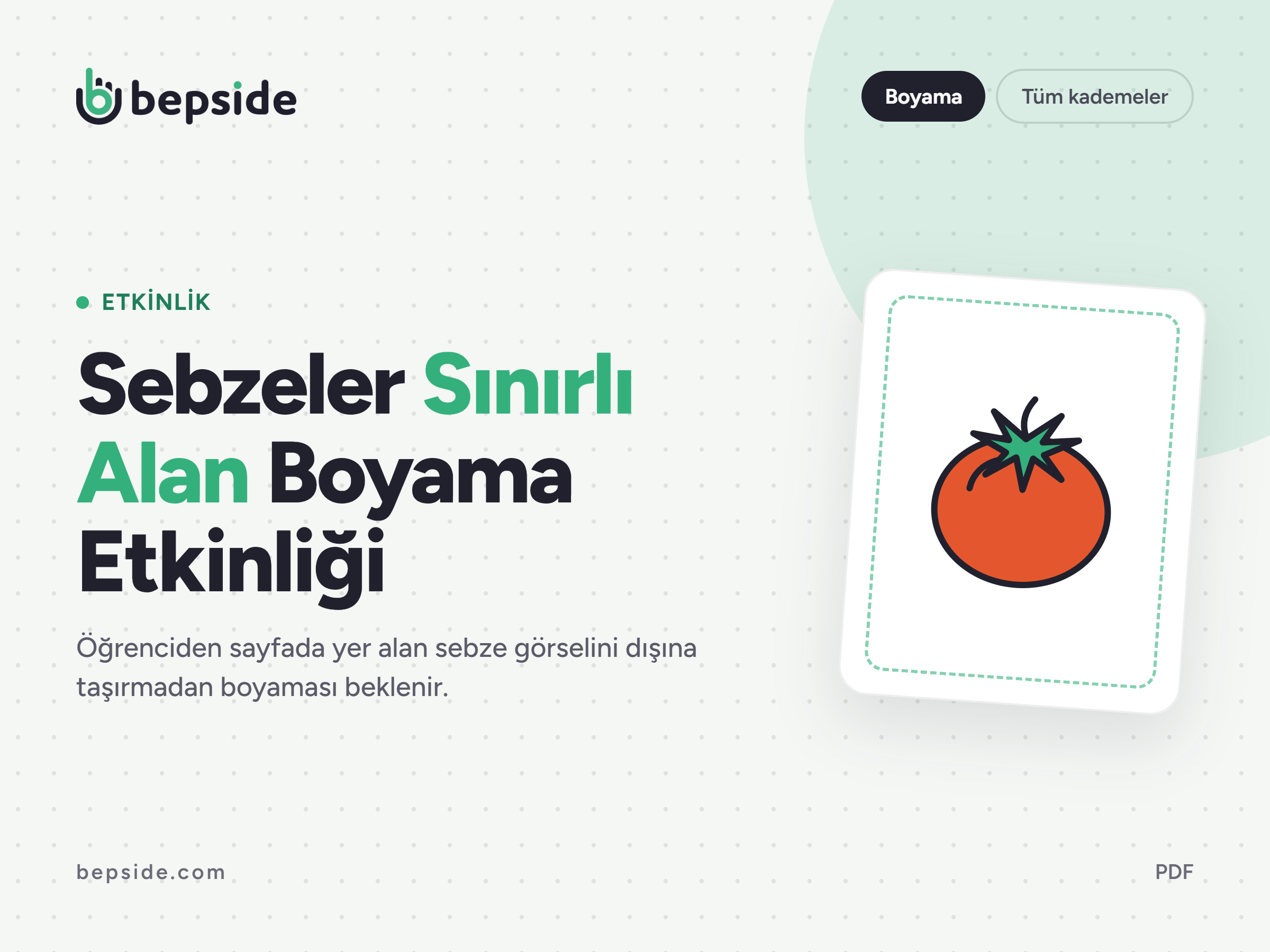 Sebzeler Sınırlı Alan Boyama Etkinliği